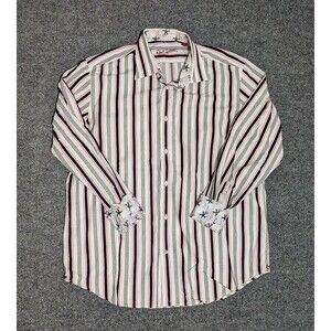 Robert Graham Shirt Mens Size 43 / 17 Flip Cuff Striped Long Sleeve